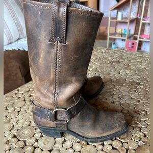 Genuine Frye Smoke Brown Leather Harness Boots 12R